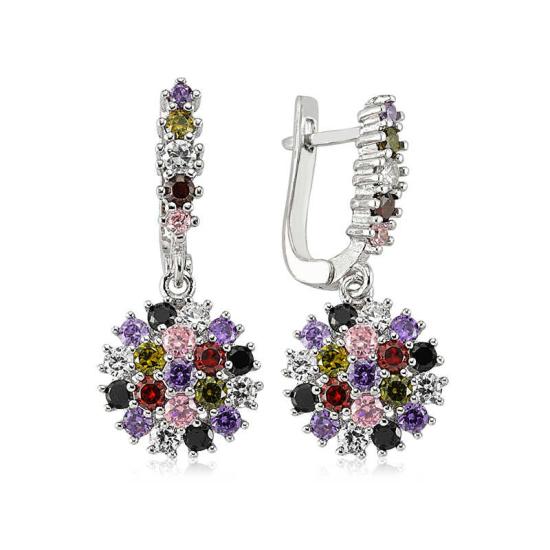 Silver Colored Stone Earrings