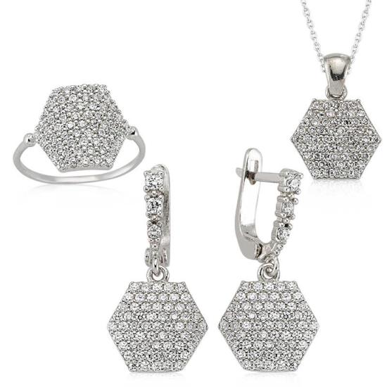 Silver Hexagon Women’s Set