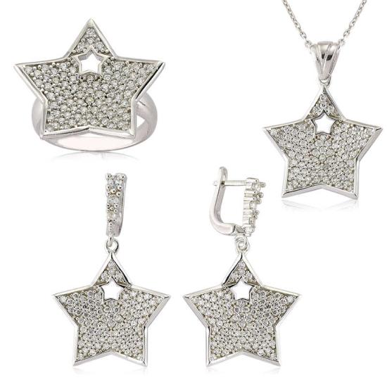 Silver Zircon Stone Star Women’s Set