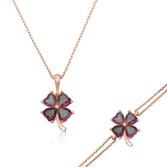 Silver Mystic Topaz Clover Women’s Set
