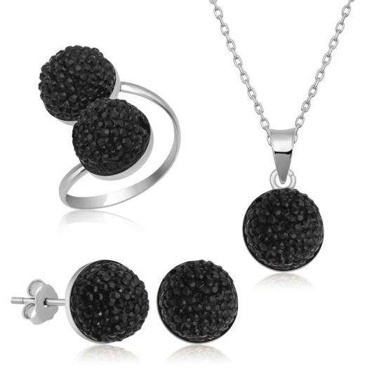 Silver Black Crystal Women’s Set