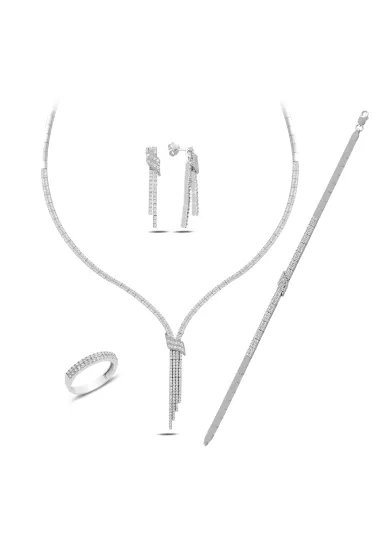 Gümüş Kemerli Su Yolu Gelinlik Kadın Set