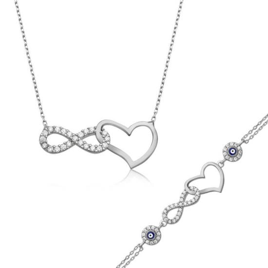 Silver Infinity Heart Women’s Set