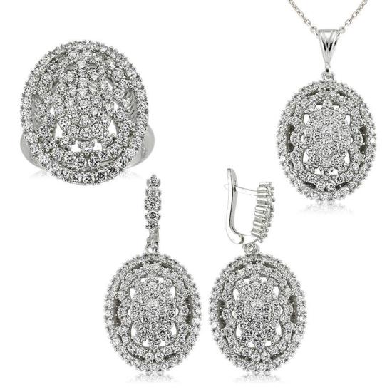 Silver White Stone Women’s Set