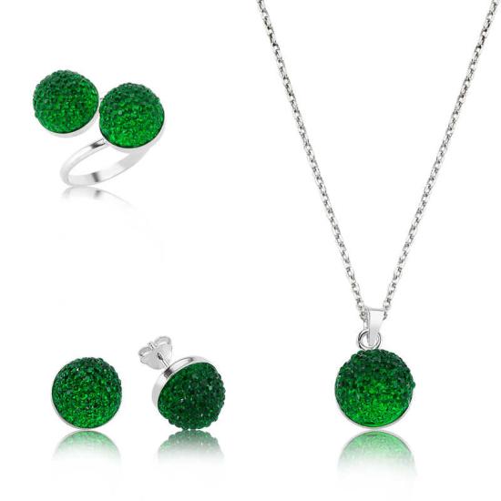 Silver Green Crystal Women’s Set