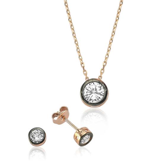 Silver Round Solitaire Women’s Set