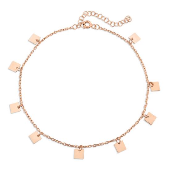 Silver Rose Square Sequin Anklet