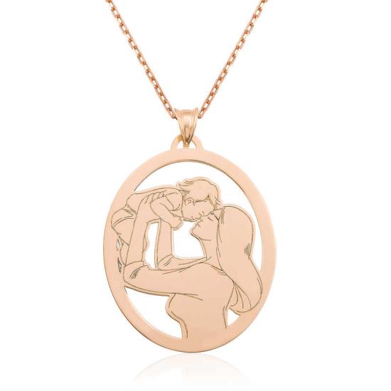 Silver Rose Mother and Baby Necklace