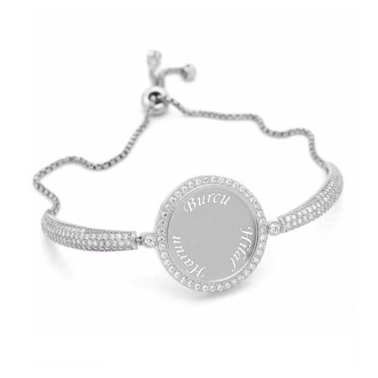 Silver Name Bracelet with Personalized Stones for Women