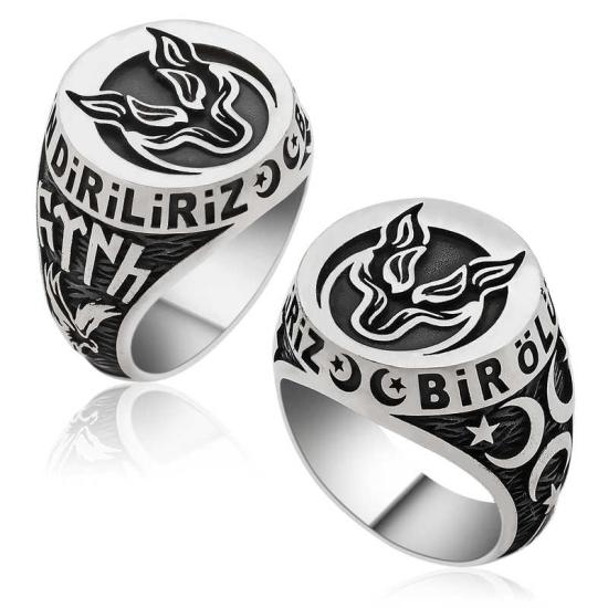 Silver Grey Wolf Men’s Ring