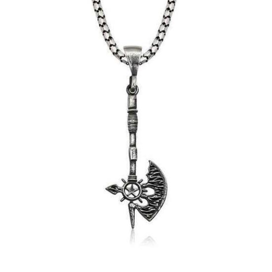 Silver Axe Figured Men’s Necklace