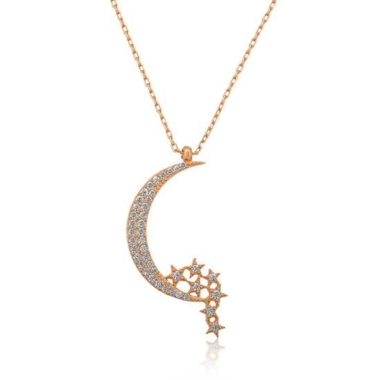 Silver Crescent Star Women’s Necklace