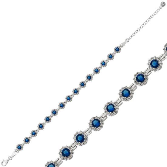 Silver Round Sapphire Women’s Bracelet