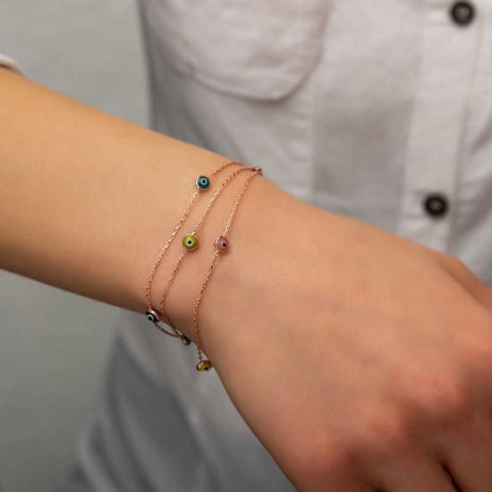 Silver Rose Evil Eye Women’s Bracelet