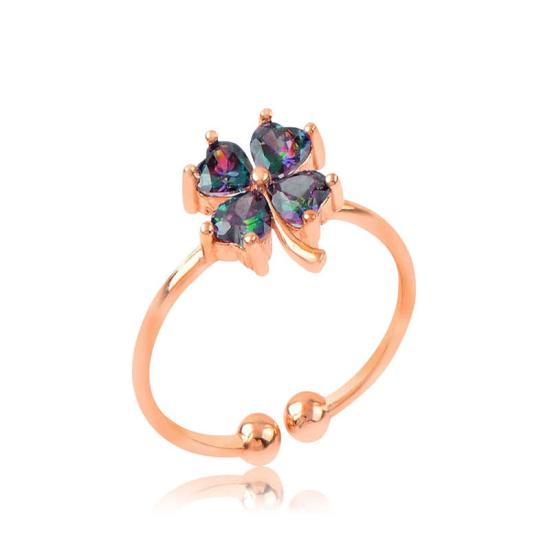 Silver Rose Mystic Topaz Clover Women’s Ring