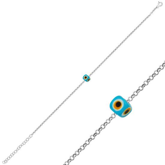Silver Evil Eye Anklet
