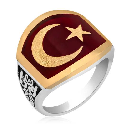 Silver Crescent Star Men’s Ring