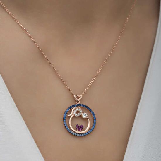 Silver Rose Mother and Baby Love Women’s Necklace