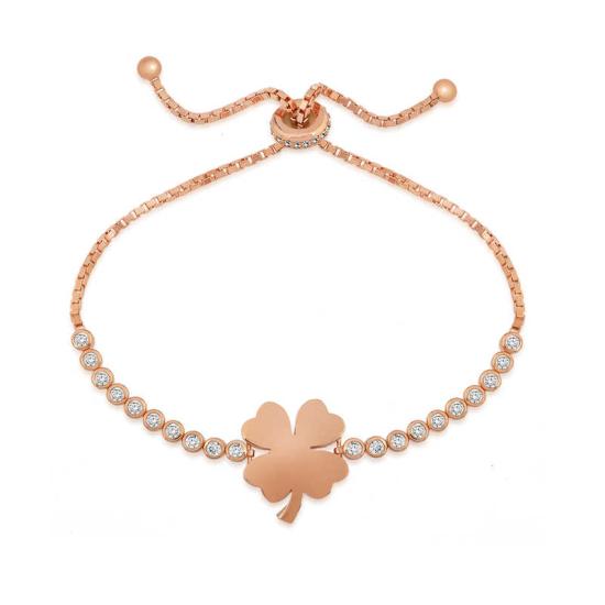 Silver Rose Clover Elevator Bracelet