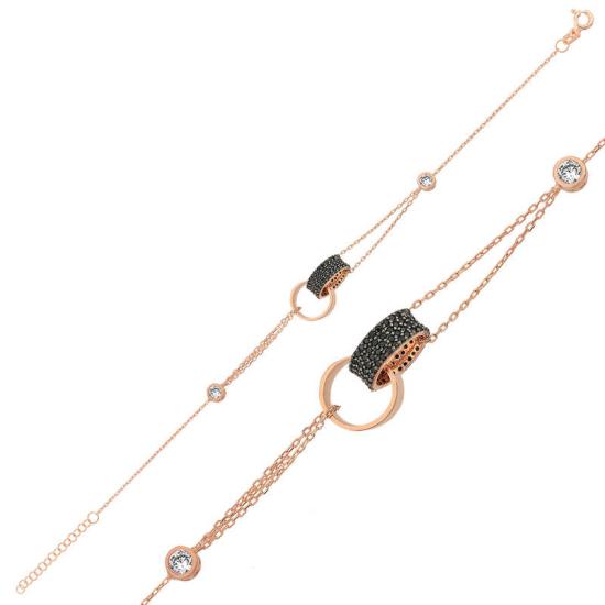 Silver Rose Interlocking Link Bracelet