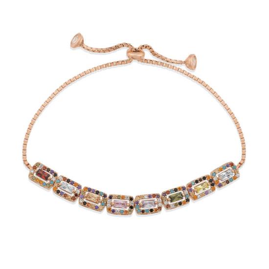 Silver Rose Color Baguette Stone Elevator Bracelet