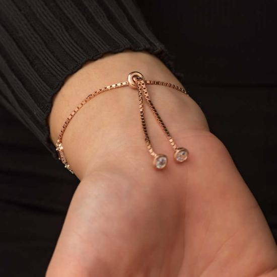 Silver Rose Color Baguette Stone Elevator Bracelet