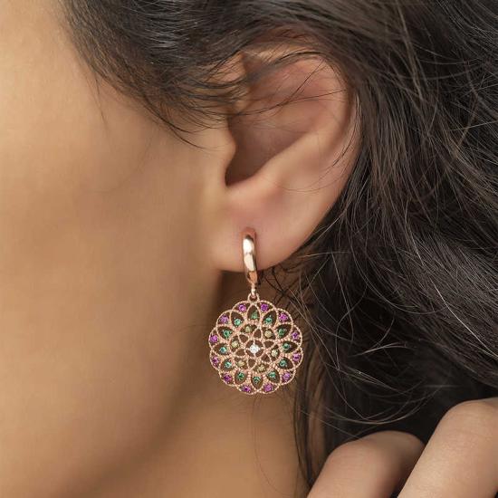 Silver Geometric Patterned Women’s Earrings