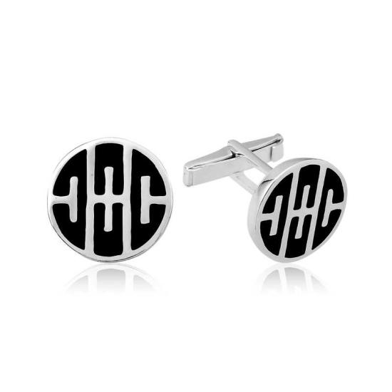 Silver Patterned Round Cufflinks