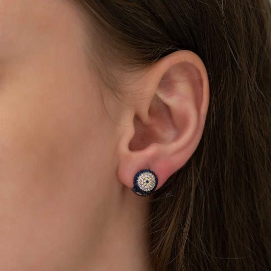 Silver Double-Sided Evil Eye Women’s Earrings