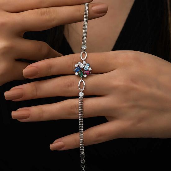 Silver Color Baguette Stone Women’s Bracelet