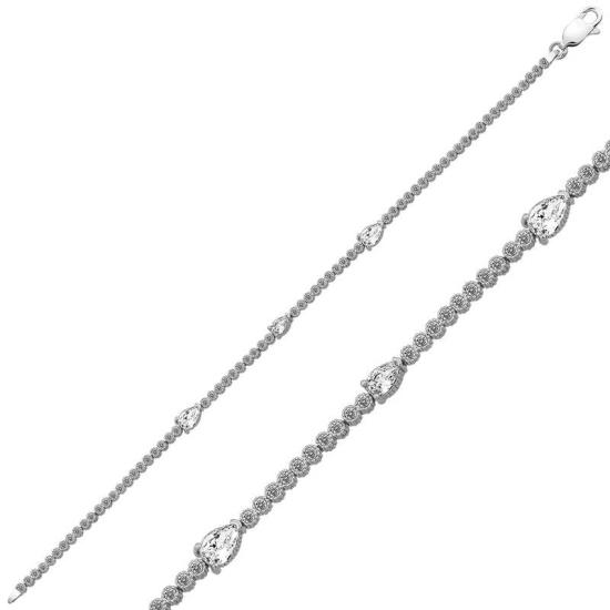 Silver Three Drop Stone Waterway Women’s Bracelet