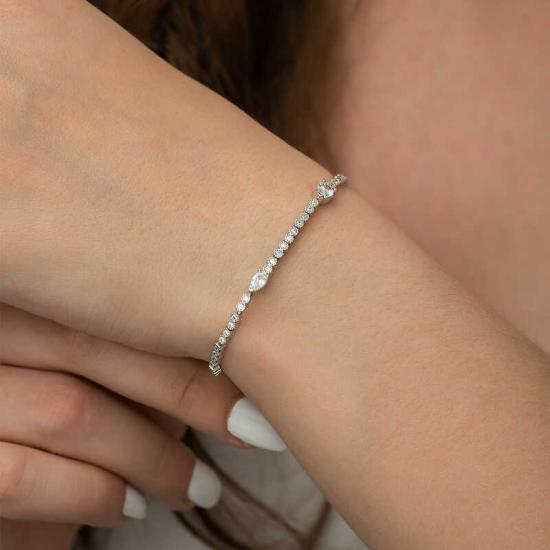 Silver Three Drop Stone Waterway Women’s Bracelet