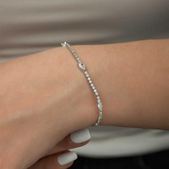 Silver Three Drop Stone Waterway Women’s Bracelet