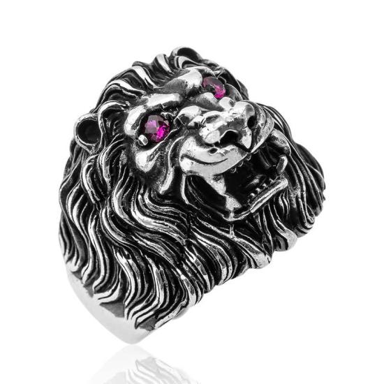 Silver Lion Head Men’s Ring