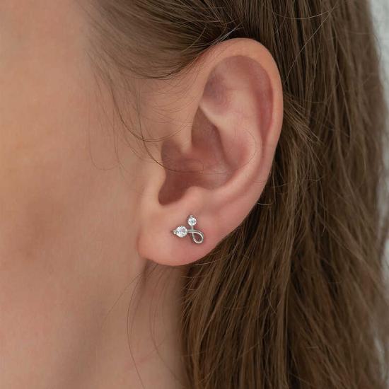 Silver Zircon Stone Stud Women’s Earrings