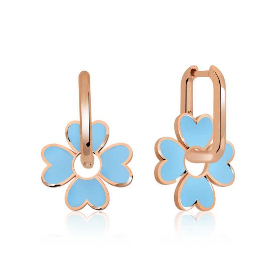 Silver Fluorescent Blue Clover Earrings