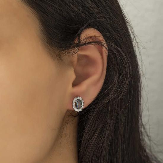 Silver Mystic Topaz Flower Patterned J Women’s Earrings