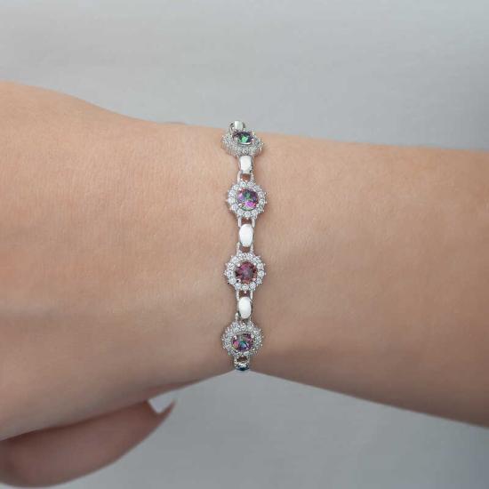 Silver Mystic Topaz Stone Bracelet