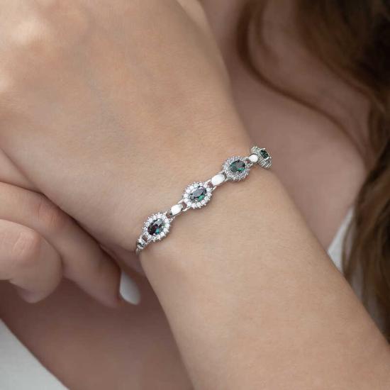 Silver Mystic Topaz Stone Bracelet