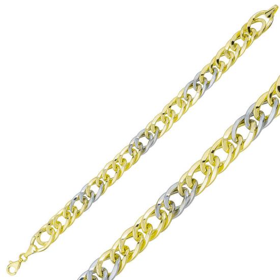 Silver Two-Tone Chain Bracelet