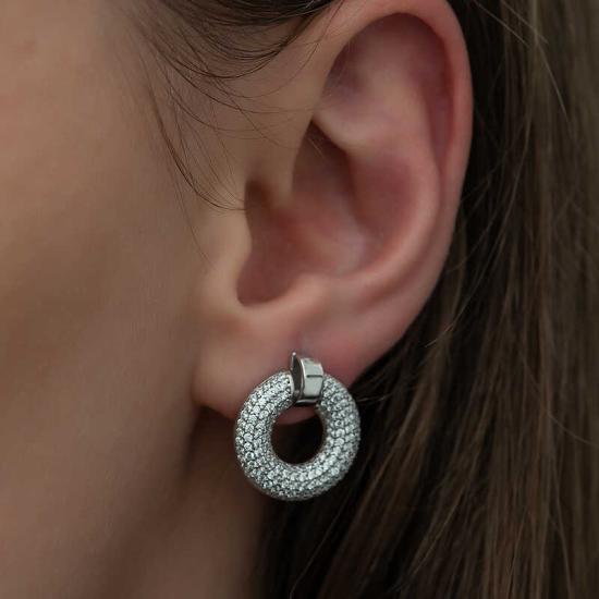 Silver Multi-Stone Circle Women’s Earrings