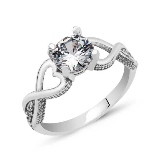 Silver Solitaire Infinity Heart Ring