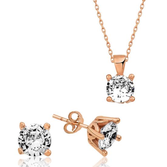 Silver Rose Solitaire Set of Two