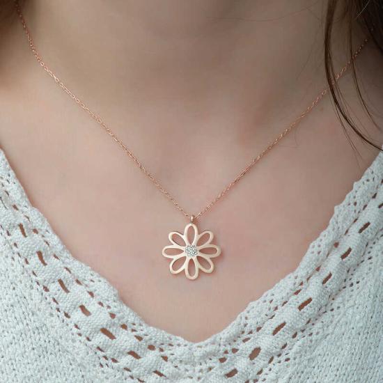 Silver Rose Flower Women’s Necklace