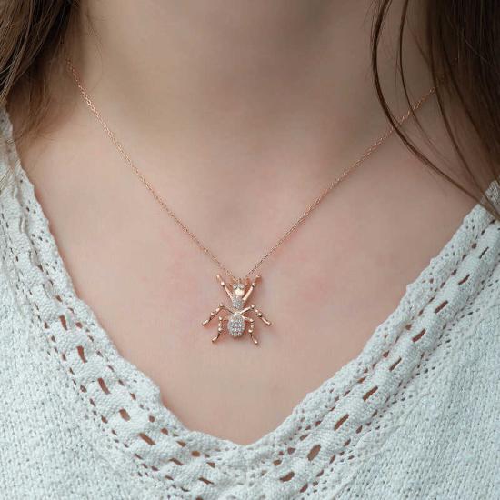 Silver Rose Spider Women’s Necklace
