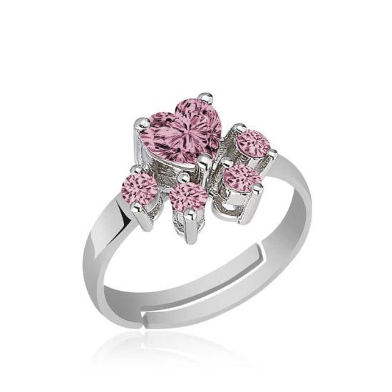 Silver Pink Cat Paw Ring