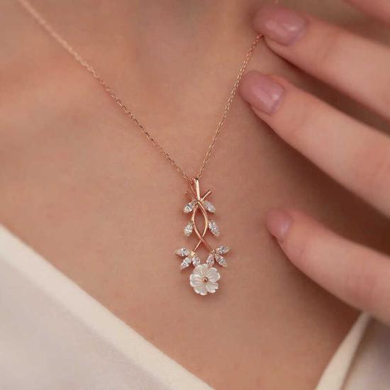 Silver Rose White Spring Flower Necklace