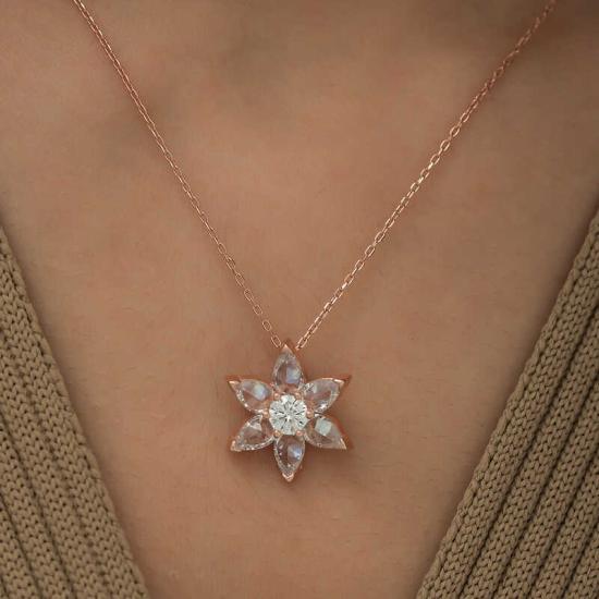 Silver Rose White Flower Necklace