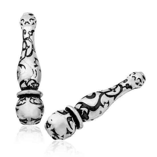 Silver Patterned Prayer Beads