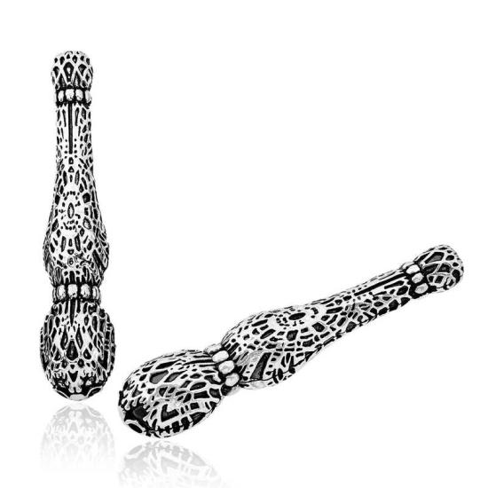 Silver Spider Web Patterned Prayer Beads